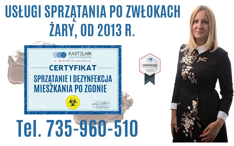 Certyfikat dekontaminacji po zmarłych z firmy Kastelnik.