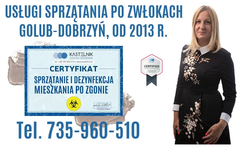 Certyfikat dezynfekcji po zmarłych z firmy Kastelnik.
