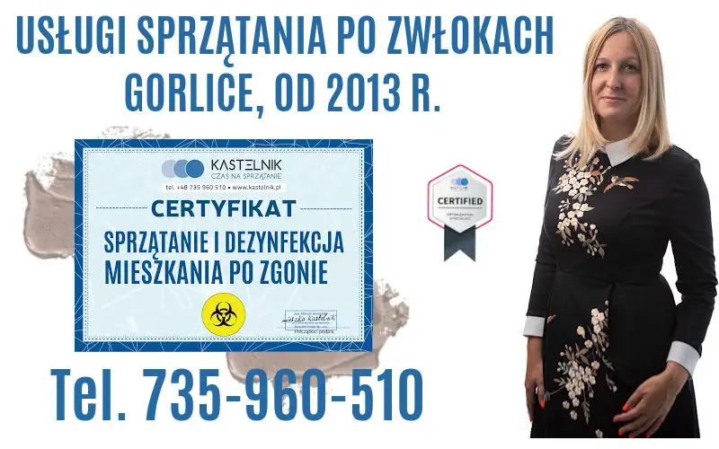 Certyfikat dekontaminacji po zmarłych firmy Kastelnik.