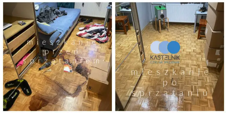 mieszkanie zmarłego przed i po sprzątaniu 
